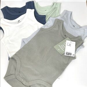 H&M Baby Bodysuit Collection 5 pack - Blue, Green, White 100% organic cotton